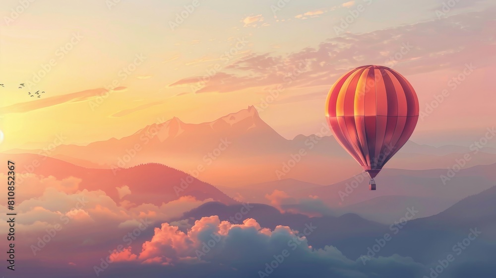 Fototapeta premium A blue sky with two paper balloons floating in it