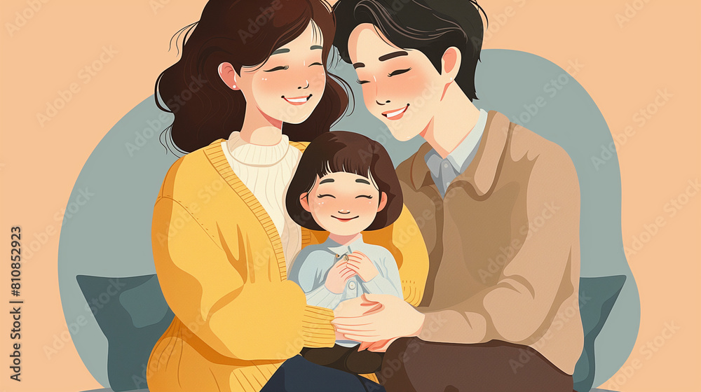 An illustration of a family photo featuring a family of four, captured in a flat style with a full-length shot and medium-long shot. The illustration has no background, providing versatility An illustration of a family photo featuring a family of four, captured in a flat style with a full-length shot and medium-long shot. The illustration has no background, providing versatility