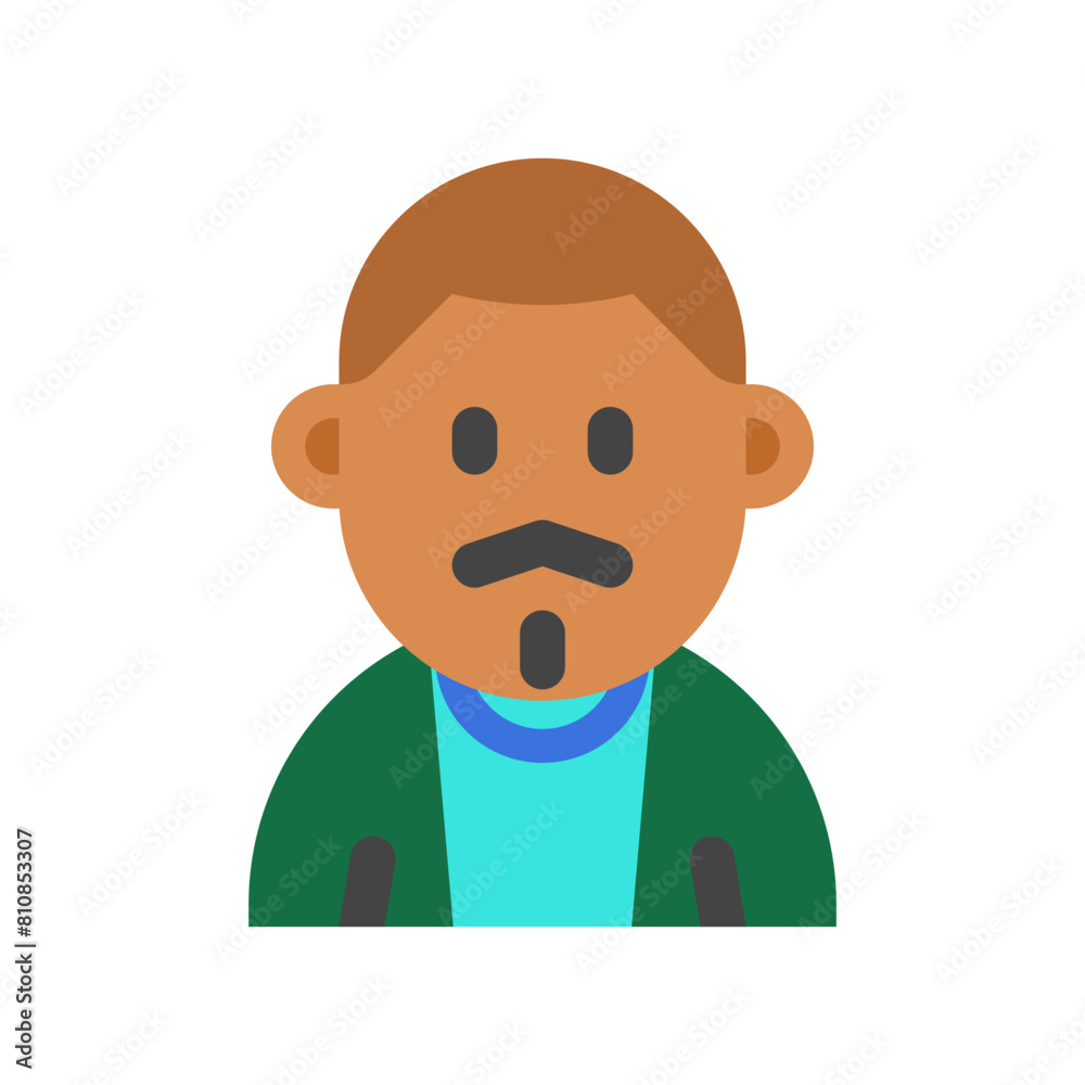 Editable man with buzz haircut and mustache avatar vector icon. User, profile, identity, persona. Part of a big icon set family. Perfect for web and app interfaces, presentations, infographics, etc Editable man with buzz haircut and mustache avatar vector icon. User, profile, identity, persona. Part of a big icon set family. Perfect for web and app interfaces, presentations, infographics, etc