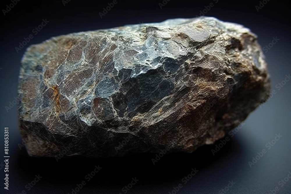 Sekaninaite is rare precious natural stone on black background. AI generated. Header banner mockup with space.