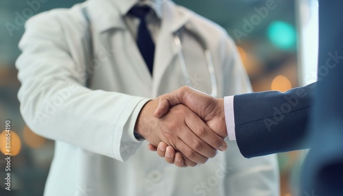 A doctor collaborating with businessmen, corporate agencies, industry organizations, and stakeholders.