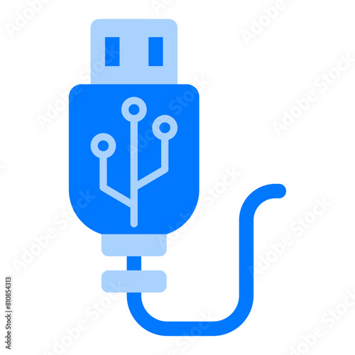 USB Cable Connector Blue Flat