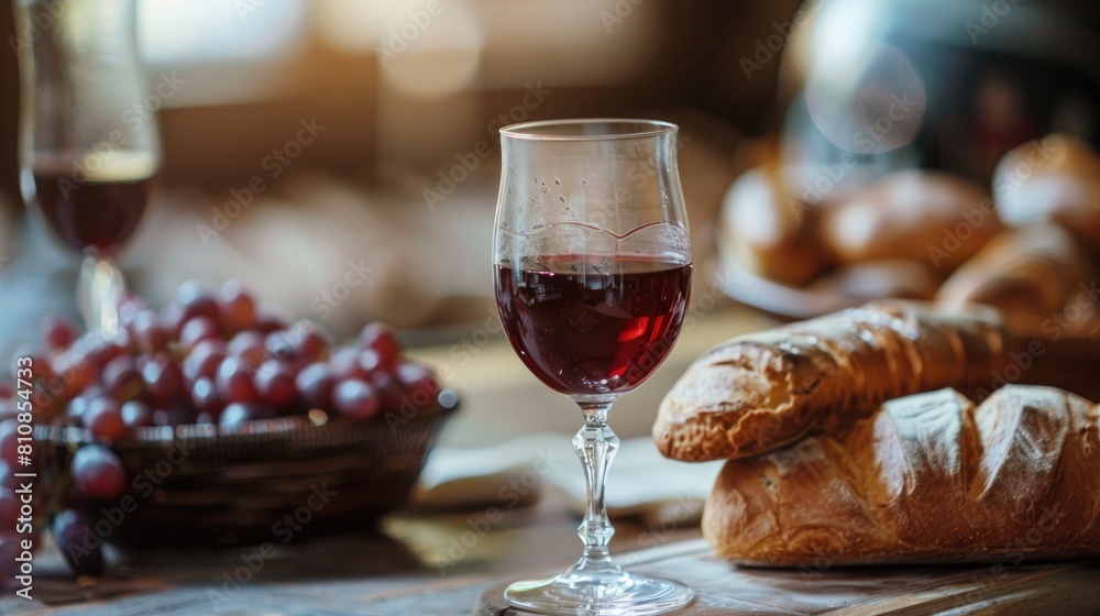 Partaking in holy communion at church involves sipping from a glass chalice filled with red wine and partaking of bread This ritual is central to the Feast of Corpus Christi celebration