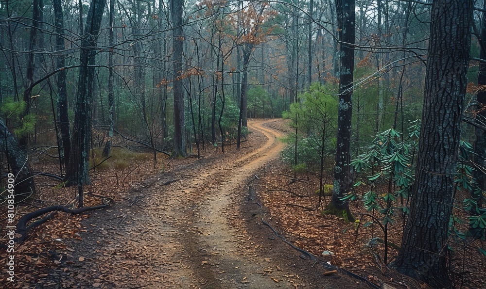 Obraz premium A winding path through the woods in a southern forest
