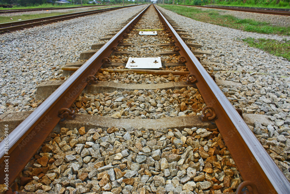 Naklejka premium Railway In the Mirror