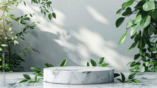 3d product display podium with plants
