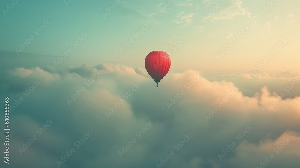 A red balloon is floating in the sky A red balloon is floating in the sky