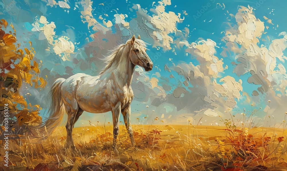 white horse in the field white horse in the field