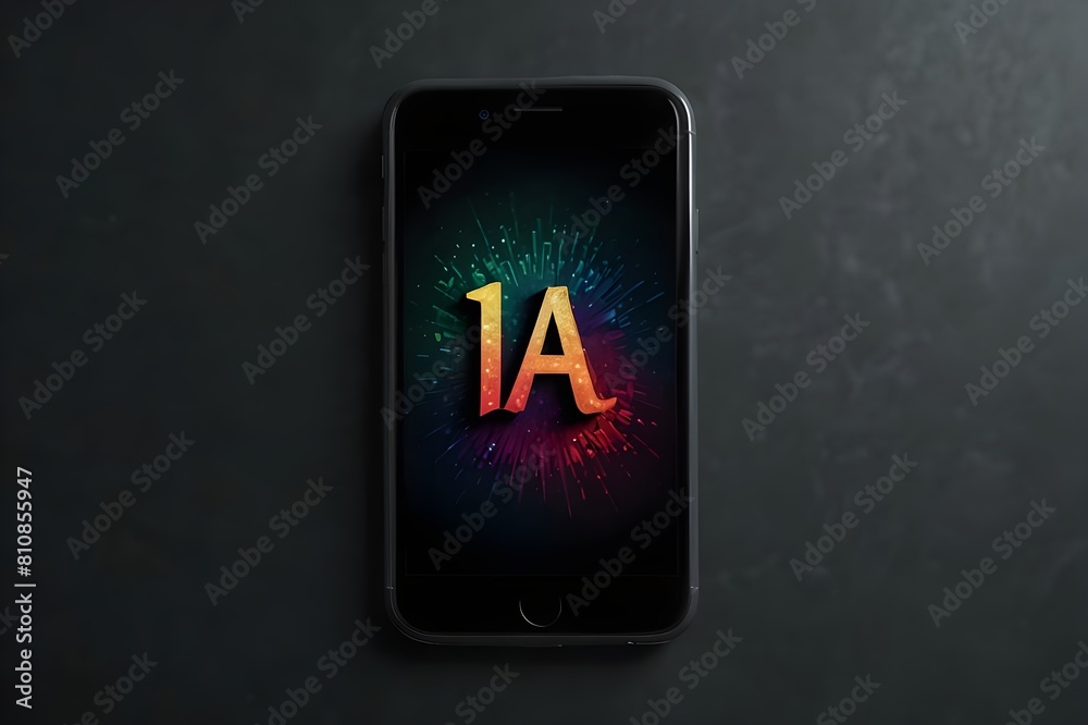 The Adobe Stock logo engraved on the back of a stylish smartphone, catching the light with a subtle gleam The Adobe Stock logo engraved on the back of a stylish smartphone, catching the light with a subtle gleam