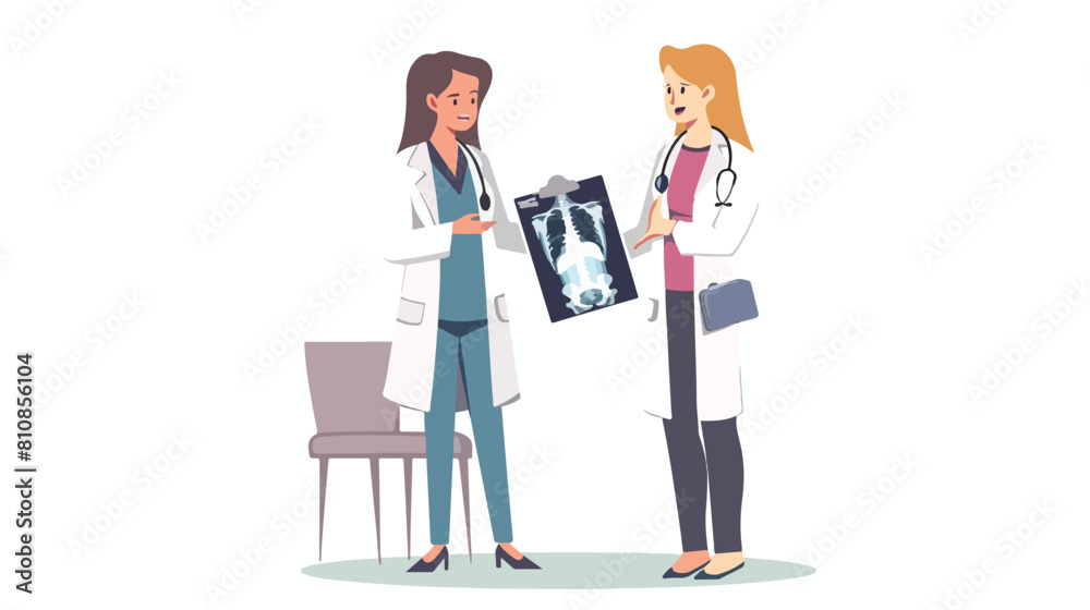 Angry female doctor or surgeon demonstrating X-ray to