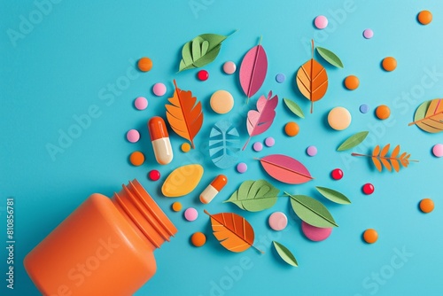Vibrant Display of Vitamins and Herbal Supplements