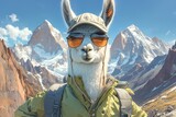 A llama wearing sunglasses and hat