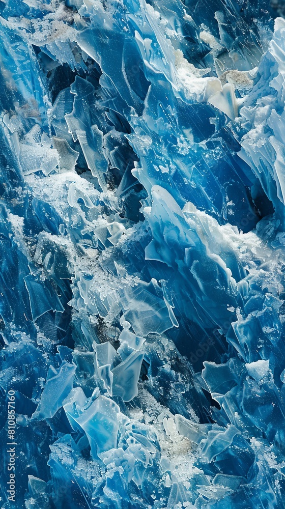 Glacial textures and blue crevasses
