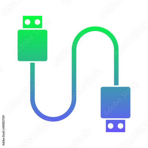 USB Cable Connector Flat Gradient