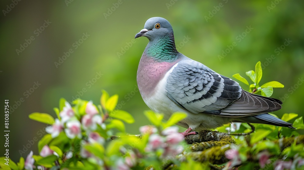 Fototapeta premium The ubiquitous wood dove (Columba palumbus) is a sizable member of the Columbidae family.