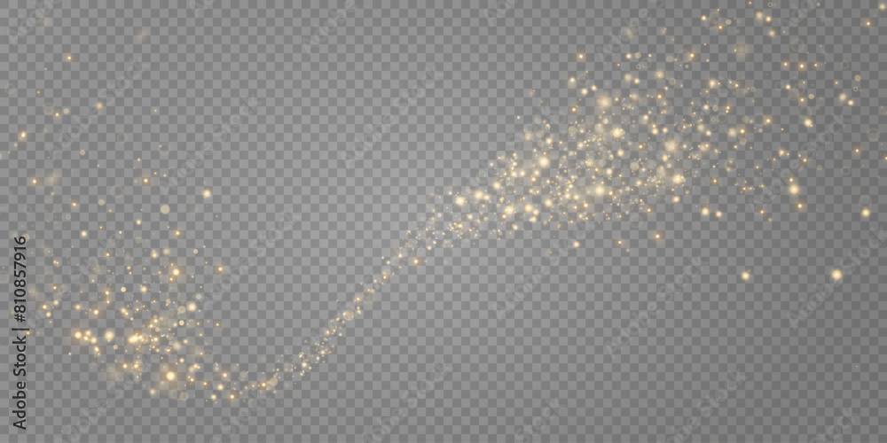 Gold sparks and golden stars glitter special light effect. Vector sparkles on transparent background. Christmas abstract. dust