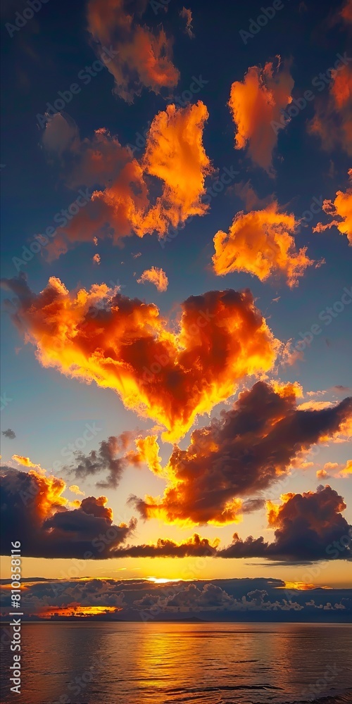 A sunset with clouds over the ocean. A sunset with clouds over the ocean.