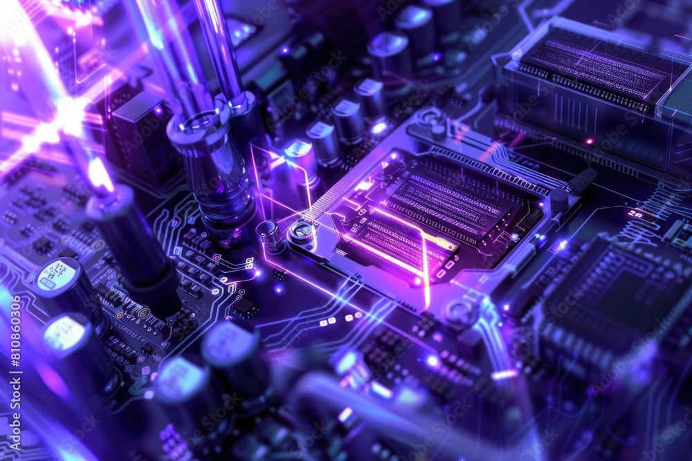 Detailed view of a computer motherboard. Perfect for technology and electronics concepts Detailed view of a computer motherboard. Perfect for technology and electronics concepts