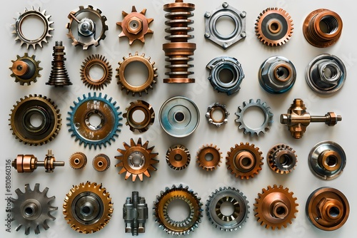 Close up of various gears in a bunch photo