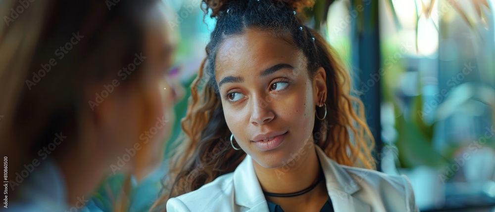 A beautiful young businesswoman talks with a potential partner and shakes hands when they agree. An independent woman in business. A beautiful young businesswoman talks with a potential partner and shakes hands when they agree. An independent woman in business.