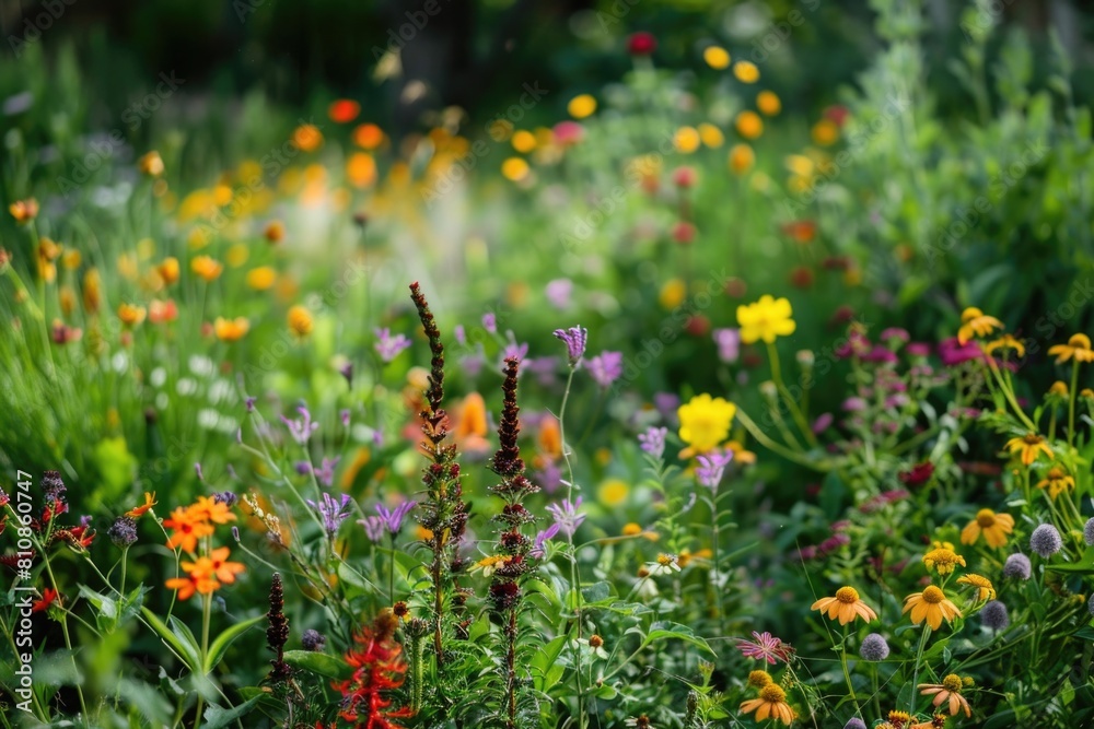 Vibrant field of flowers, perfect for nature backgrounds