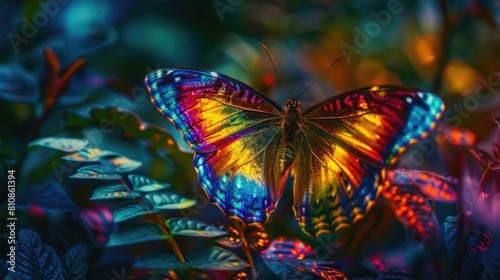 butterfly in the night, fantasy butterfly, gorgeous rainbow colors
