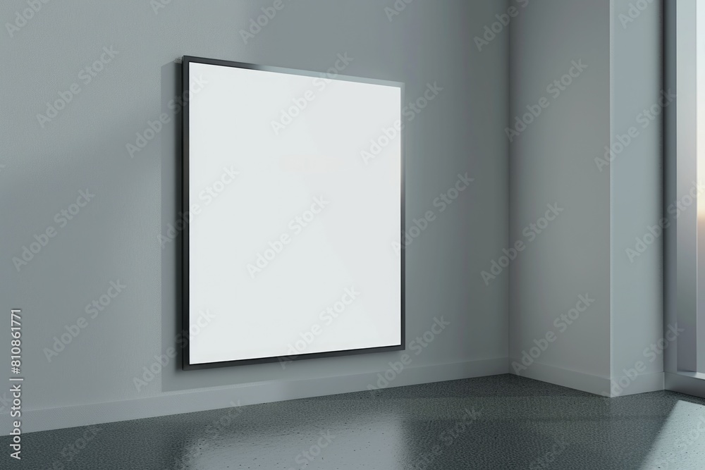 A picture frame hanging on a wall in a room. Suitable for interior design concepts A picture frame hanging on a wall in a room. Suitable for interior design concepts