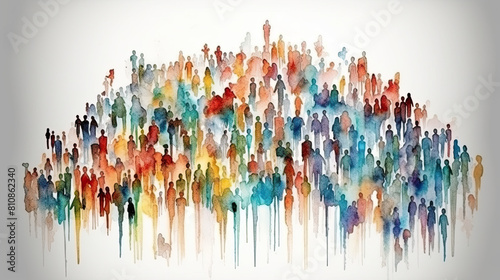 World Population Day Concept, 11July. world globe art with multicolor people illustration Overcrowded, overloaded, explosion of world population and starvation.Poster Or banner 
