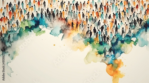World Population Day Concept, 11July. world globe art with multicolor people illustration Overcrowded, overloaded, explosion of world population and starvation.Poster Or banner  photo