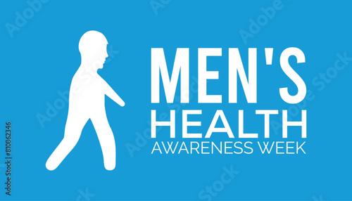 Men's Health Awareness Week observed every year in June. Template for background, banner, card, poster with text inscription.