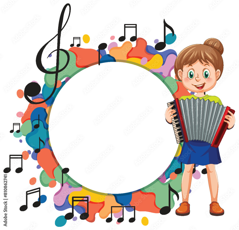 Fototapeta premium Colorful illustration of children playing musical instruments