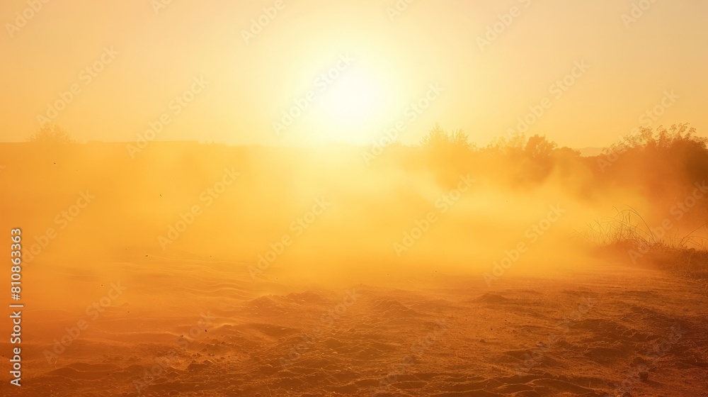 Golden Sunset Over Sandy Desert