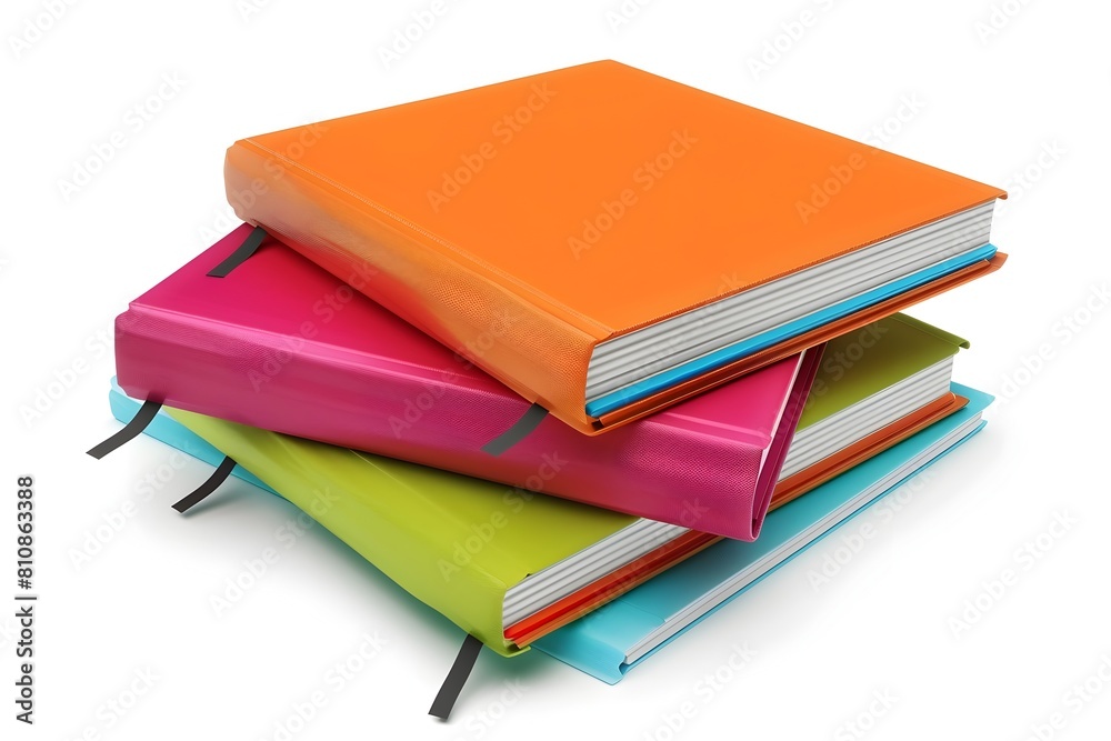 Vibrant Stacks of Colorful Textbooks and Notebooks on a Minimalist Background Vibrant Stacks of Colorful Textbooks and Notebooks on a Minimalist Background