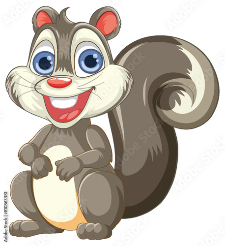 Vector illustration of a cute, smiling squirrel