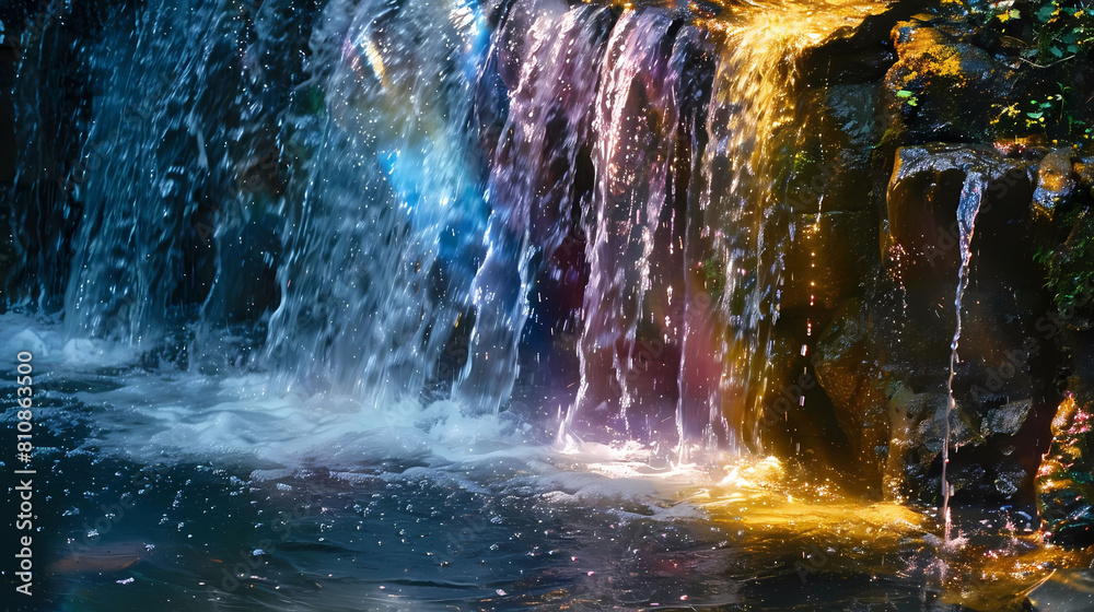 light effects on waterfall in the woods