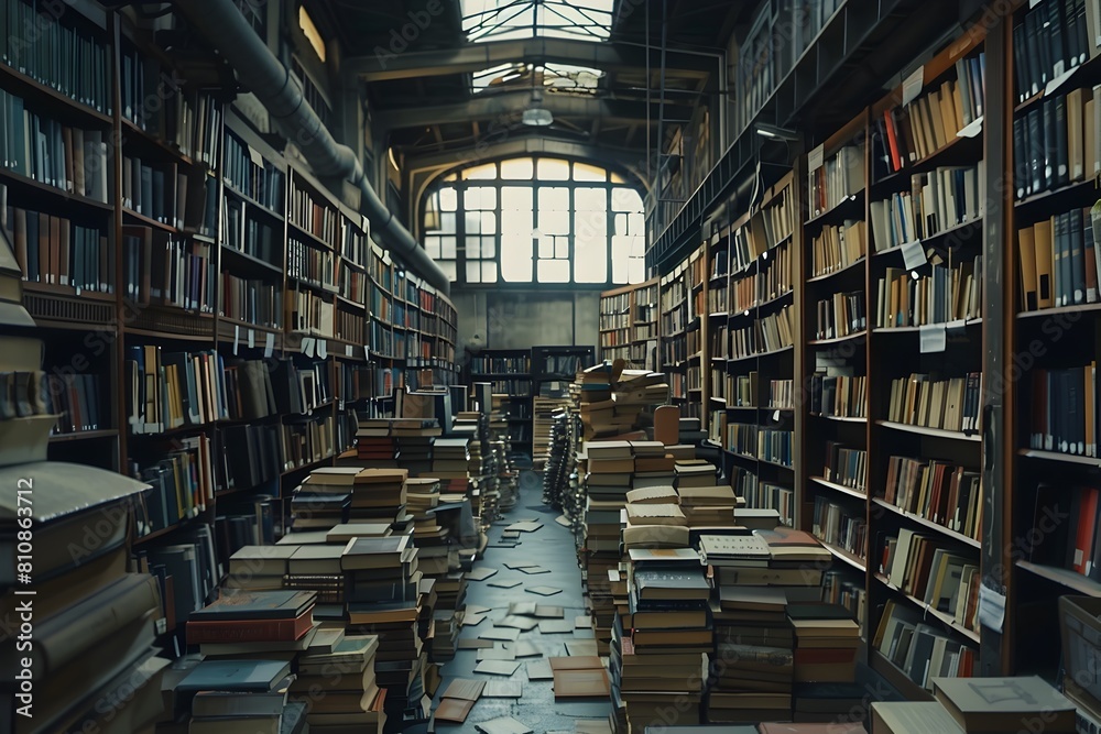 Expansive Array of Well Thumbed Books in Scholarly Library Expansive Array of Well Thumbed Books in Scholarly Library