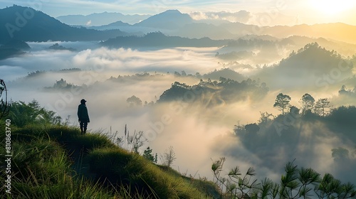 Traveler Navigates Misty Mo...