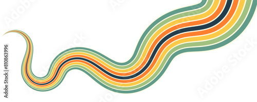 Abstract background of rainbow groovy Wavy Line design in 1970s Hippie Retro style. Vector pattern ready to use for cloth, textile, wrap and other.