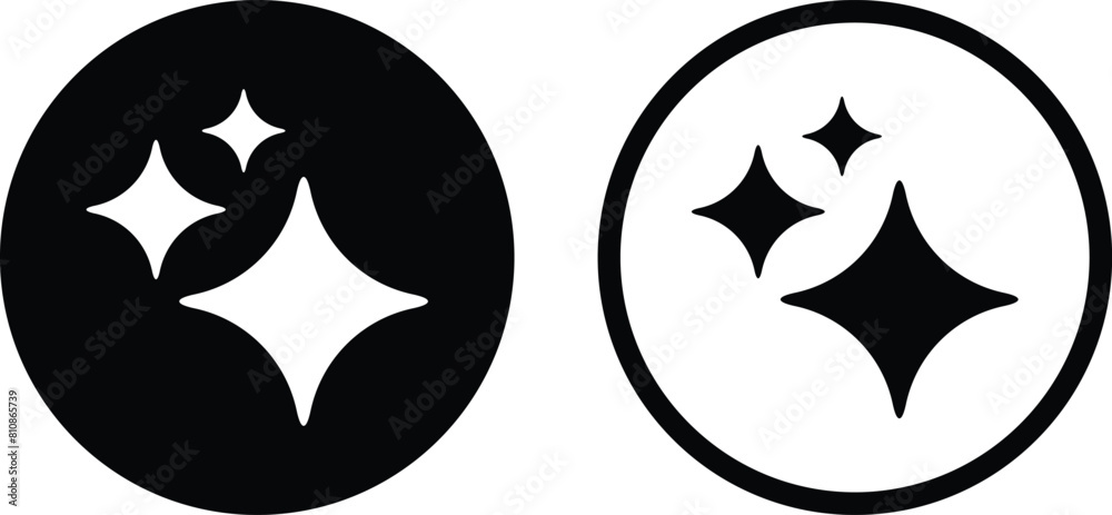 Shine icon set in two styles isolated on white background . Clean star icon . Sparkles icon vector Shine icon set in two styles isolated on white background . Clean star icon . Sparkles icon vector