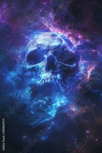 Cosmic Skull Floating in Nebulous Space 