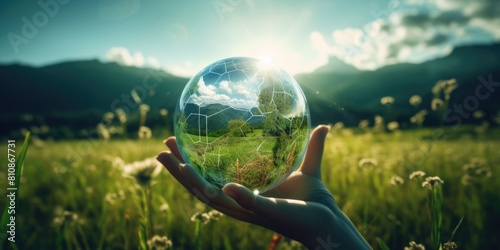 Hand Holding a Globus Earth - Connecting People to the Wonders of our Planet photo