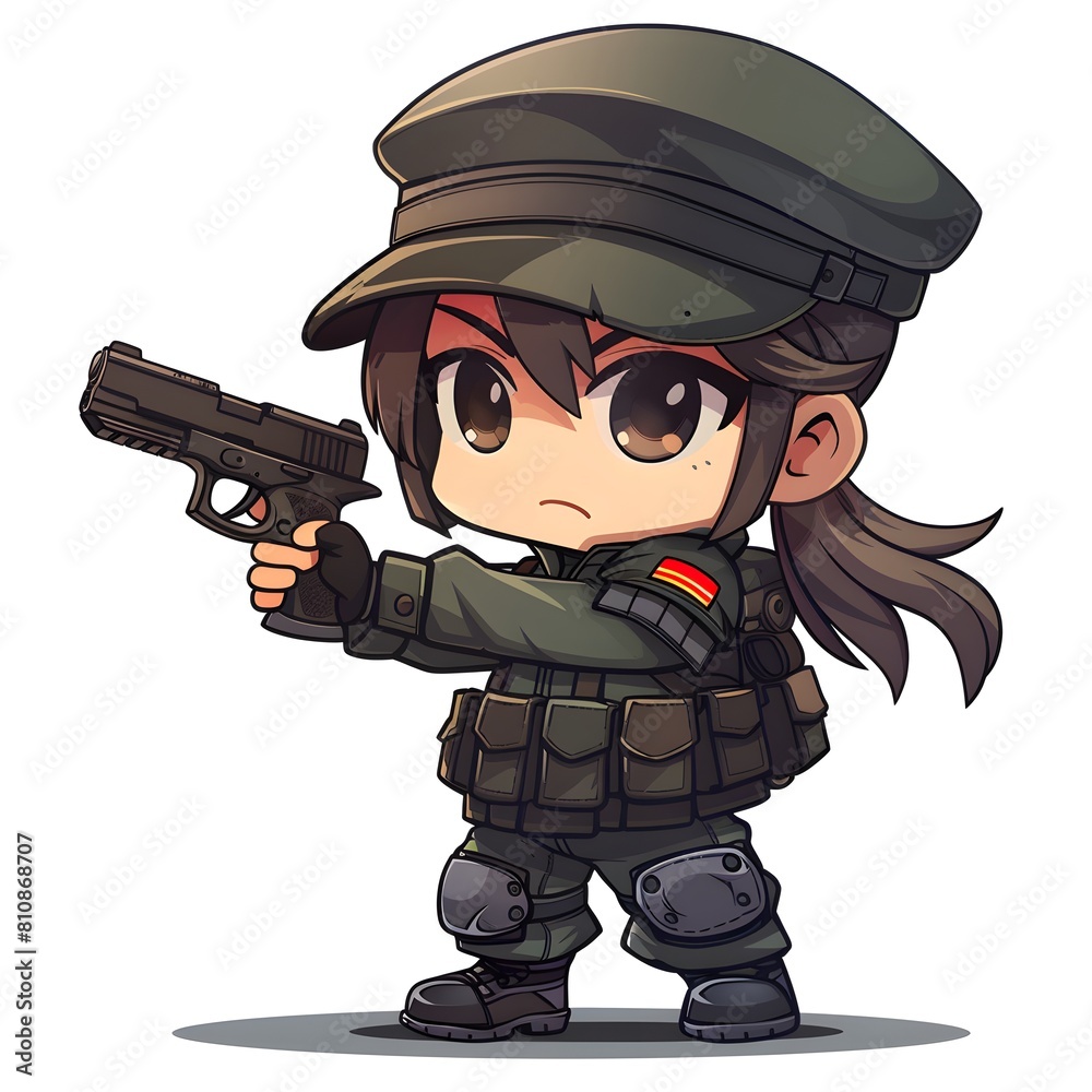 The cute soldier It is wearing tactical gear including a helmet with goggles and ear protection or communication devices attached and hold guns The cute soldier It is wearing tactical gear including a helmet with goggles and ear protection or communication devices attached and hold guns