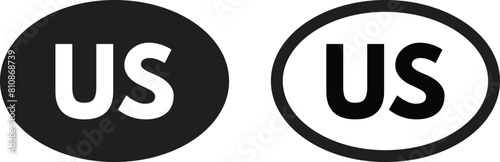United states code icon set in two styles . United states country abbreviation symbol vector . United States short country name