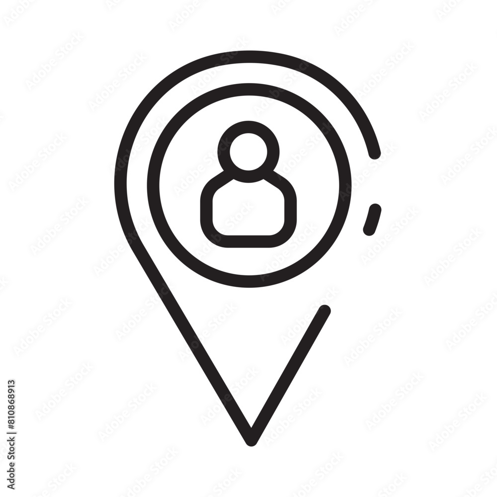 Job Location Pin Line Icon