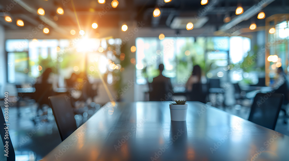 blurry background of an office meeting