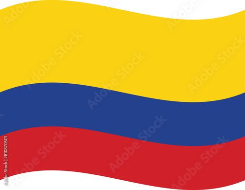 Wavy Colombia flag isolated on white background . Colombia waving flag symbol . Vector illustration