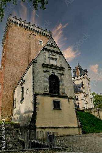 Castle or fortress of Gaston Fébus in the city of Pau at sunset
