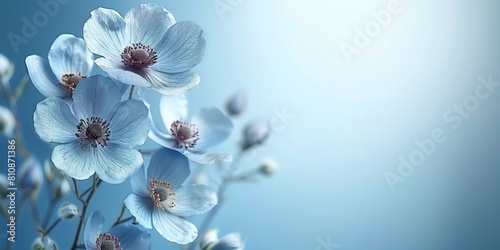 Blue flowers on a light blue background. photo