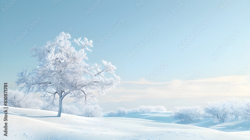 winter landscape with snow covered trees and clear blue sky 