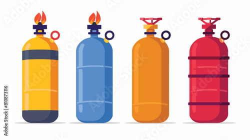 Compressed gas storages flat vector illustrations